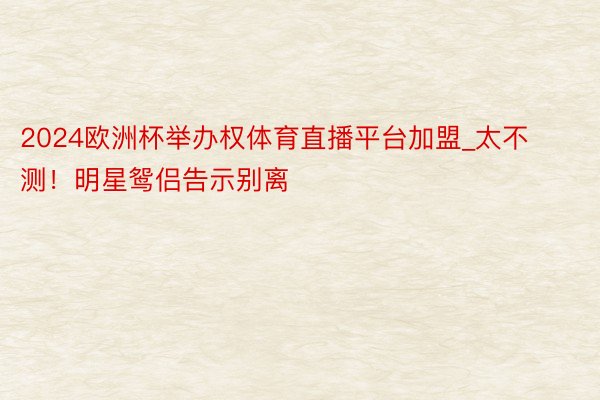 2024欧洲杯举办权体育直播平台加盟_太不测！明星鸳侣告示别离